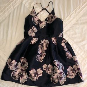 Navy blue flower print dress